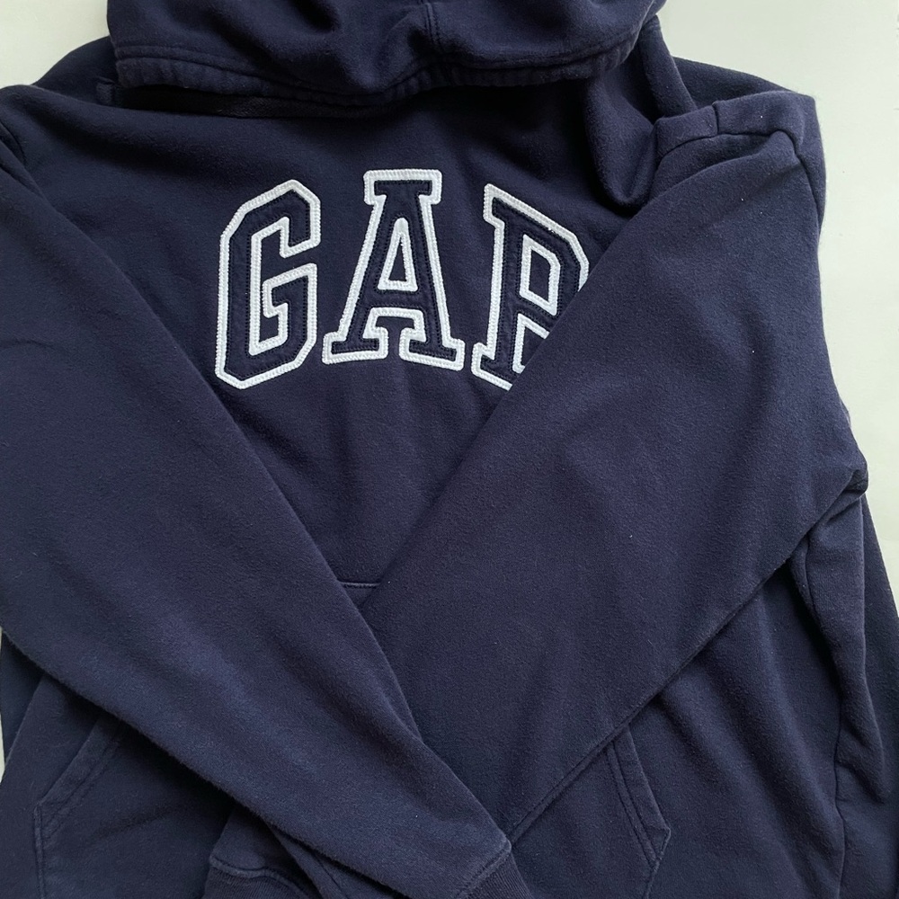 GAP Dark Blue Pullover Hoodie with White Logo Tag